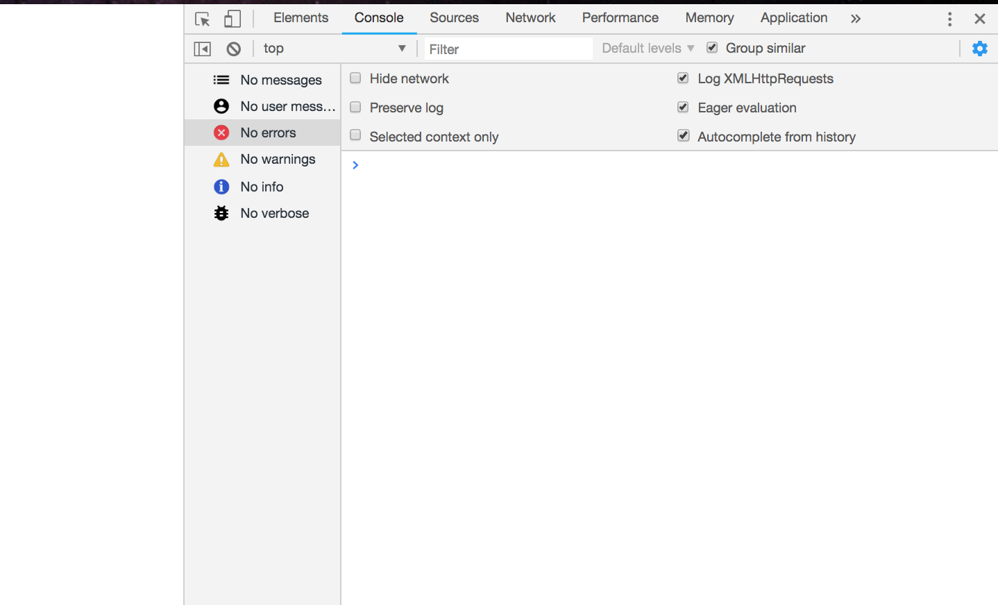 screenshot showing console